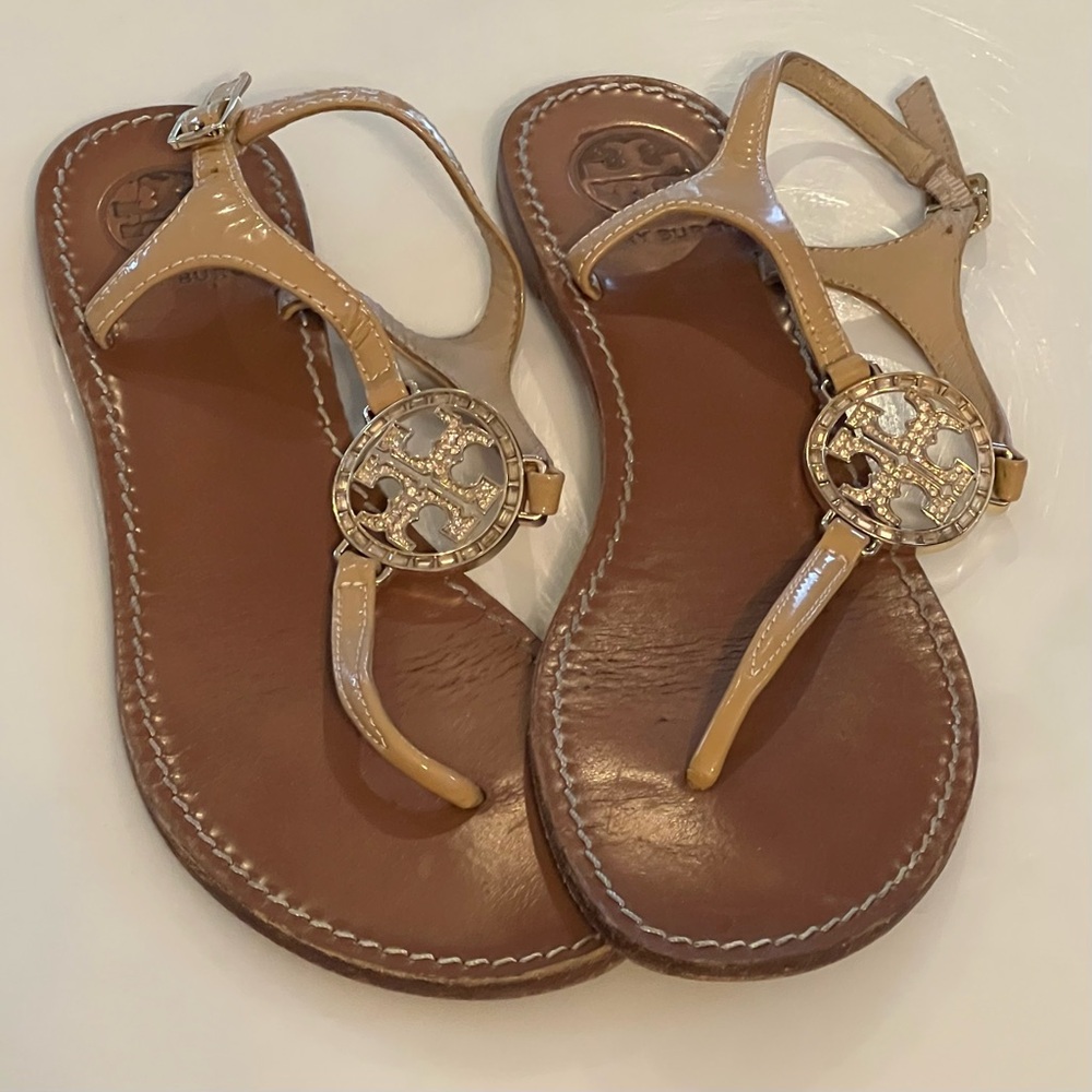 Tory Burch Gold and Tan Sandals